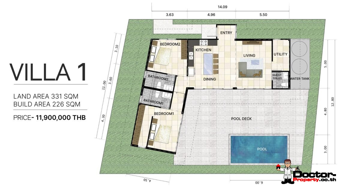 2 Bedroom Private Pool Villa in Choeng Mon, Koh Samui – For Sale